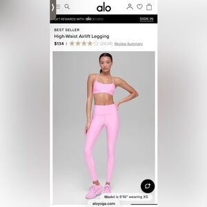 BNWT ALO High-waist Airlift Legging in the new release Candy Heart Pink